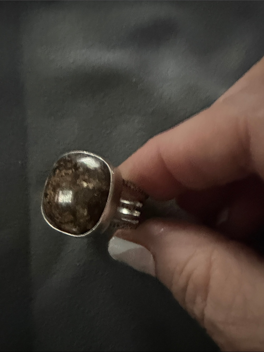 Silpada Silver Ring with Brown Marbled Picture Jasper Stone, sz 10